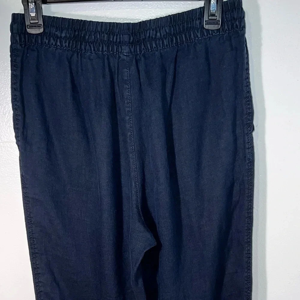 H&M, S, navy blue,‎ line pocketed elastic waist w/drawstring tassel jogger, pant